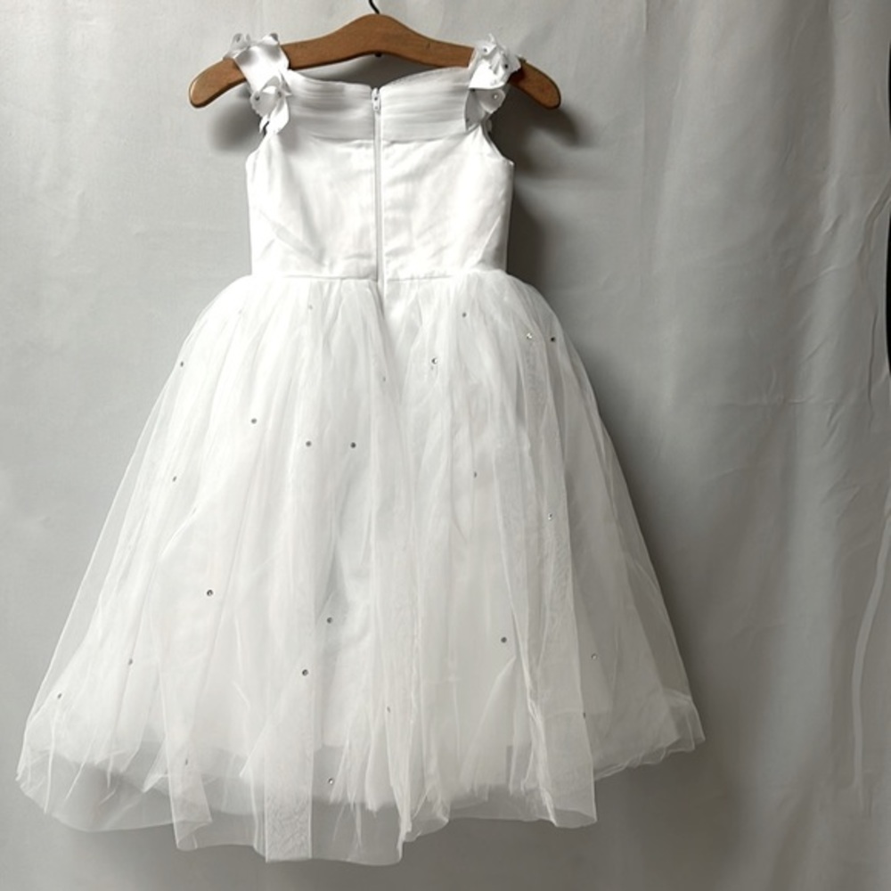 Full length flower girl dress with butterflies around top & Tull has gems (1446) - Picture 9 of 9